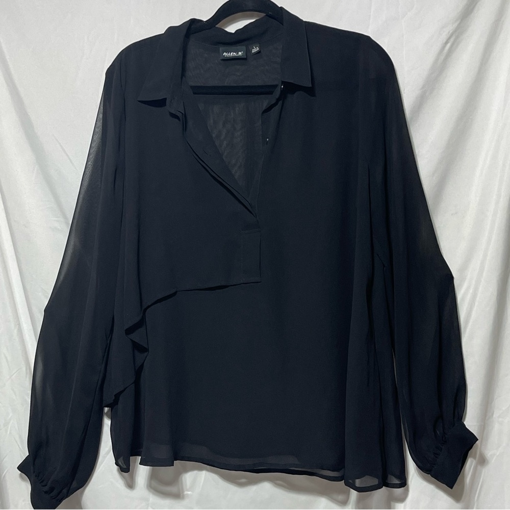 Allen B. By Allen Schwartz Black Chiffon Blouse